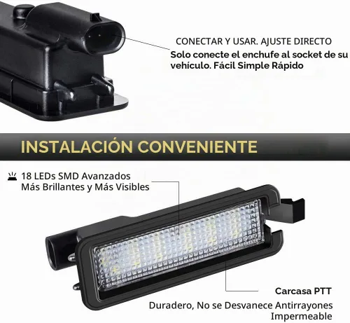 Vista 5 de Conjunto de lámpara LED para placa de matrícula para Dodge Charger Challenger Chrysler 300 Pacifica Jeep Compass 6000K Dimond White 2015-2019