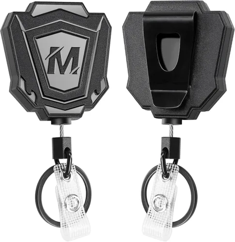 Vista 8 de 1 paquete de llavero retráctil resistente con clip para cinturón, carrete retráctil para insignia de identificación con cable de acero de 31.5