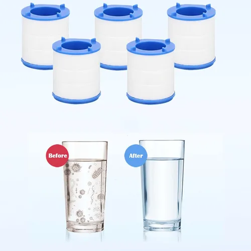Vista 2 de Paquete de 10 cartuchos de repuesto para grifo de agua para fregadero, filtro de agua para fregadero, elimina metales pesados de fluoruro de cloro