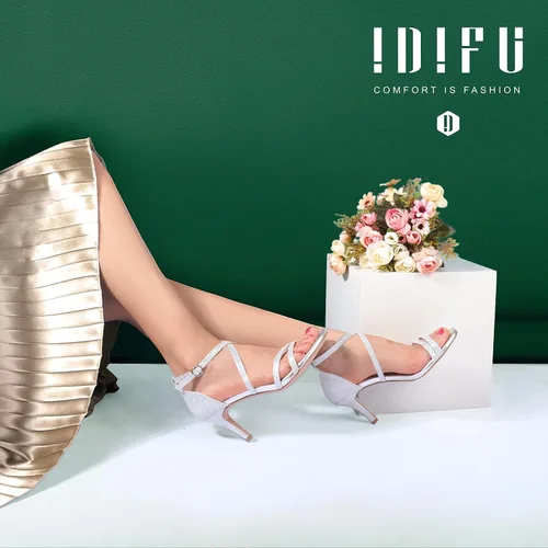 Vista 5 de IDIFU Tacones elegantes de 3 pulgadas (7.62 cm) con correa de tobillo para mujer, zapatos de boda