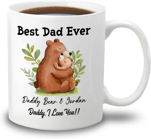 Vista 13 de Taza de café personalizada con nombre y año, taza de cerámica blanca personalizada para bebé, regalo único de taza de café con anuncio de embarazo