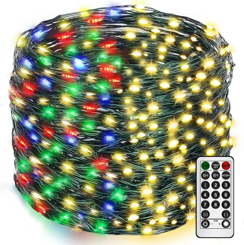 Vista 12 de Decute - Tira de luces de hadas de 300 LED de 99 pies de alambre plateado para árbol de Navidad, con control remoto, luz estrellada tipo luciérnaga
