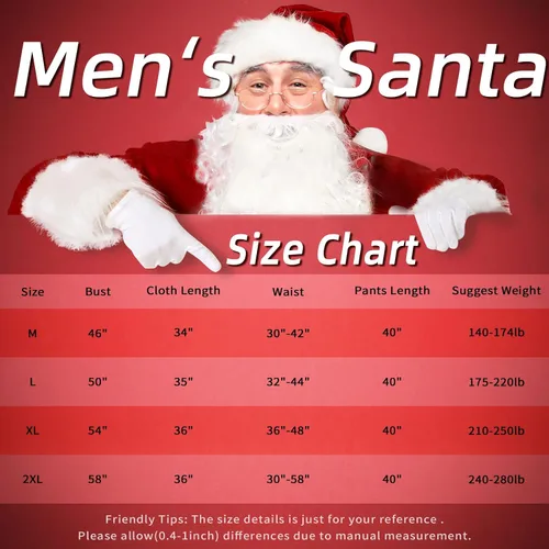 Vista 5 de rericonq Santa Suit Men's Santa Claus Costume 8pcs Christmas Santa Outfits for Adults Santa Costume, Santa Coat 2022