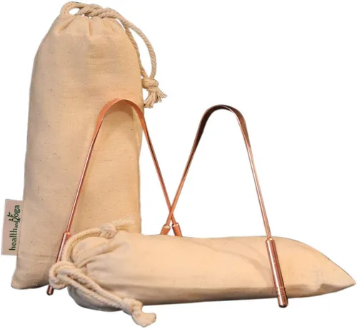 Vista 10 de HealthAndYoga™ qSwipe - Raspador limpiador de lengua de cobre, agarre higiénico, no sintético, limpiador de cepillo de lengua (cobre, paquete de 1)