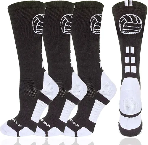 Vista 5 de Calcetines de voleibol (2 pares) con logotipo de voleibol, calcetines suaves de media pantorrilla