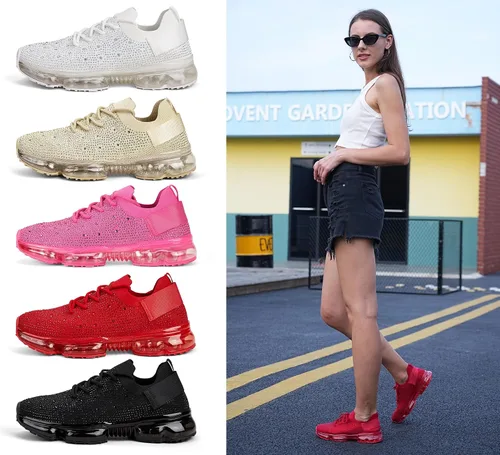 Vista 9 de LUCKY STEP - Tenis con cámara de aire de moda para mujer, transpirables, informales, cómodos y ligeros, para caminar