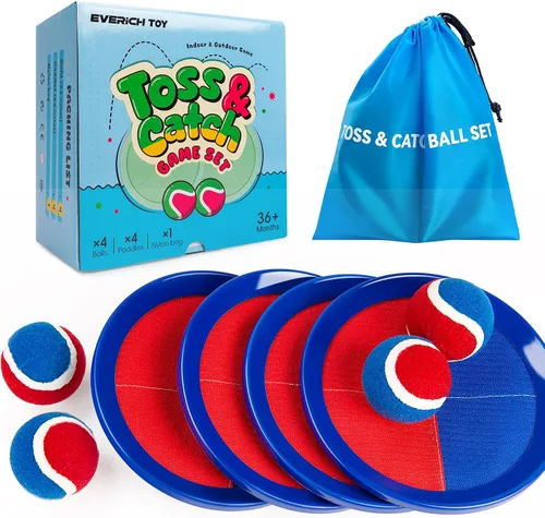Vista 10 de Juego de Pelota de Lanzar y Atrapar y Pelota de Paleta, Juegos al Aire Libre para Juguetes de Niños, Juegos Familiares de Navidad, Juego de Playa