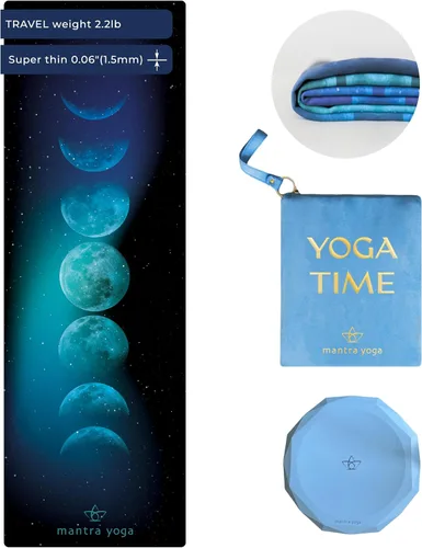 Vista 11 de Mantra Yoga Travel PRO 1.5mm con almohadilla para las rodillas - Esterilla plegable para fitness y ejercicio con bolsa Ligera, compacta