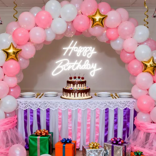 Vista 2 de Letrero de neón de feliz cumpleaños, luz de neón blanca de cumpleaños de 16.5 x 9.8 pulgadas para decoración de pared, alimentada por USB