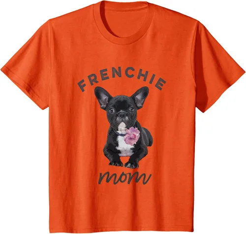 Vista 29 de Camiseta Bulldog Francés para Mujer, Frenchie Mom, Flor, Negro, S