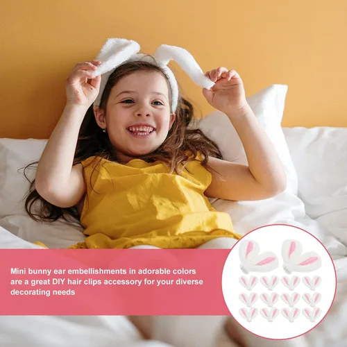 Vista 4 de Amosfun 20 piezas de accesorios de horquilla de orejas de conejo, mini pinzas para orejas de conejo, accesorios de bricolaje para mujeres y niñas