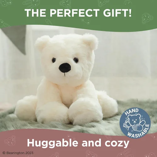 Vista 5 de Bearington Everest The Polar Bear - Peluche suave de 10.5 pulgadas con pelo blanco esponjoso, adorable peluche de oso polar para niños y bebés