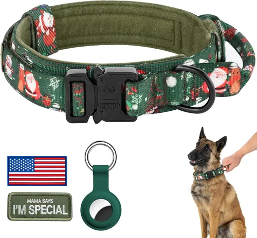 Vista 30 de DAGANXI - Collar táctico para perro, collar ajustable de nailon para adiestramiento con asa de control y hebilla, para perros medianos y grandes