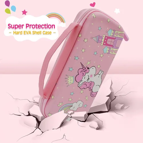Vista 4 de Pink Unicorn Carrying Case Compatible with Nintendo Switch Lite with Crystal Glitter Soft Protective Case Cover+Screen Protector+Stickers, Hard