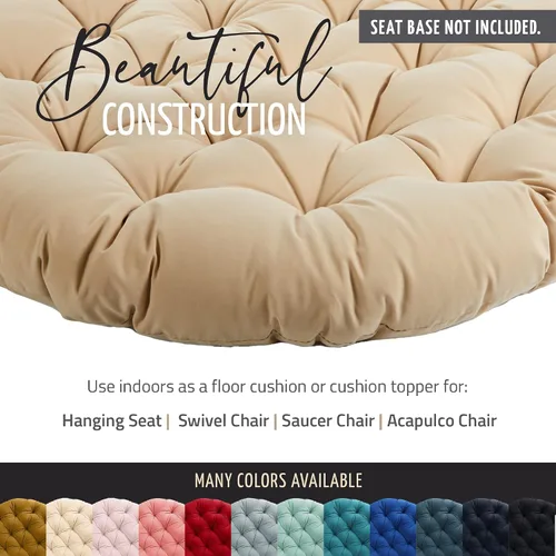 Vista 7 de Sorra Home - Cojín con mechones Papasan - Cojín redondo cómodo para silla Bucket & Moon - Cojín de piso con espuma suave para muebles