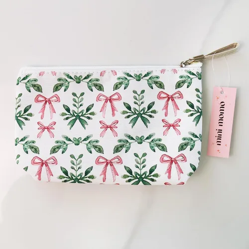 Vista 2 de Bolsa de maquillaje, organizador de viaje, neceser para mujer, pequeña funda de cosméticos para bolso, lindo embrague de almacenamiento de tela