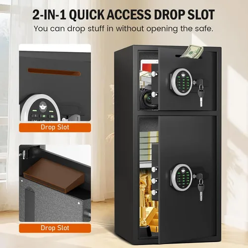 Vista 3 de Caja fuerte de seguridad digital extra grande de 6.0 pies cúbicos, resistente al fuego, impermeable, con ranura para depósito, alarma antirrobo