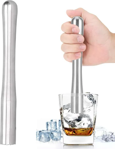 Vista 4 de Muddler para cócteles, de acero inoxidable de 8 y 9 pulgadas y cuchara mezcladora para el hogar, para bolsa de herramientas para el hogar para hacer
