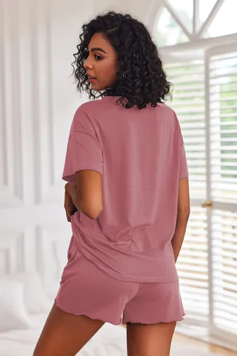 Vista 2 de Ekouaer - Conjunto de pijama de 2piezas con teñido anudado para mujer, para descansar y dormir