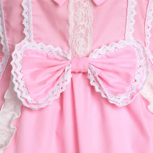 Vista 5 de Sweet Cute Kawaii Lolita Vestido japonés de manga corta para mujer, vestido de princesa de anime con falda hinchada