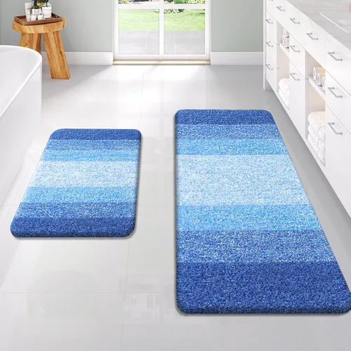 Vista 50 de OLANLY - Juego de tapetes para baño de 2 piezas, de microfibra, suaves y absorbentes, antideslizantes, lavables a máquina y para secadora, felpudos