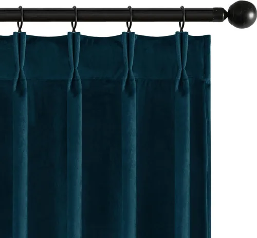 Vista 17 de MIULEE Cortinas opacas plisadas de terciopelo azul marino, 40 x 96 pulgadas