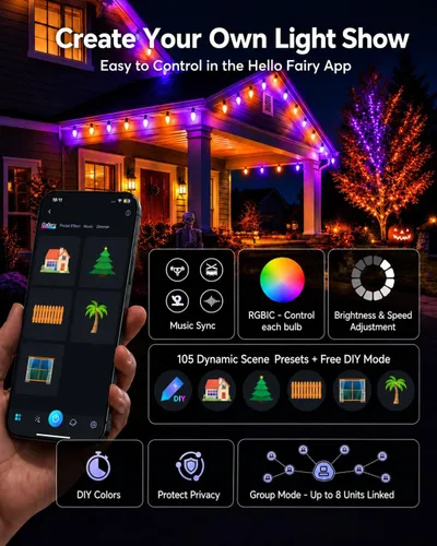 Vista 3 de Cadena de luces de Navidad Smart RGB C9 de 33 pies con 50 LED
