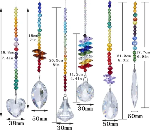 Vista 2 de 6 piezas de coloridos colgantes de prisma de cristal para ventana Transparente 1*