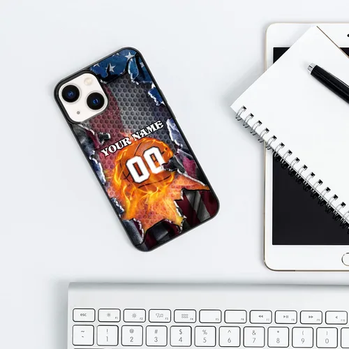 Vista 4 de Funda de goma personalizada con diseño de bandera de Estados Unidos para Galaxy A16/A15/A25/A14/A54/A53/ A03S/A02S América Fuego