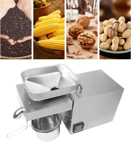 Vista 2 de Máquina de prensa de aceite comercial de 1500 W, expel, acero inoxidable de grado alimenticio, máquina de prensado de aceite de semillas de nueces