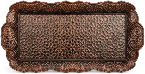 Vista 12 de Alisveristime Bandeja pequeña de metal ornamentado para servir – Bandeja decorativa con motivo otomano (14.2 x 7.1 pulgadas, 10.8 onzas)