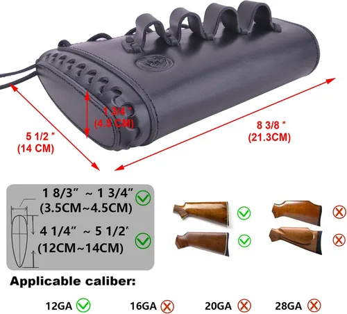 Vista 4 de Almohadilla de cuero para mejilla de culata cosida a mano para rifle 38/357 45-70 308 .22LR 12GA Mano zurda - Negro