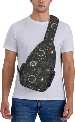 Vista 6 de PETTDY Bolso bandolera para hombres y mujeres, mochila de hombro, bolsas de pecho, mochila cruzada para senderismo, camping, viajes al aire libre