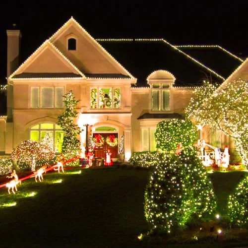 Vista 4 de Dazzle Bright 50 luces LED de Navidad que funcionan con bateo, mini tira de luces impermeables de 16 pies con 8 modos para Navidad, interiores