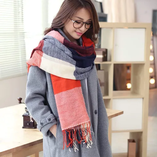 Vista 8 de YSense Women's Long Plaid Blanket Chunky Oversized WinterFall Warm Scarf Big Tartan Scarves Wrap Shawl Gifts