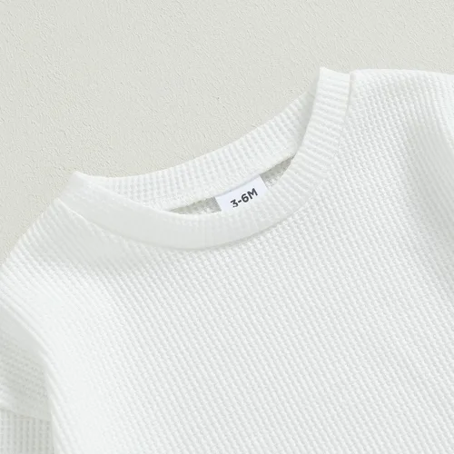 Vista 4 de Conjunto de sudadera de manga larga para bebé con diseño de gofre, ropa de invierno para niños y niñas