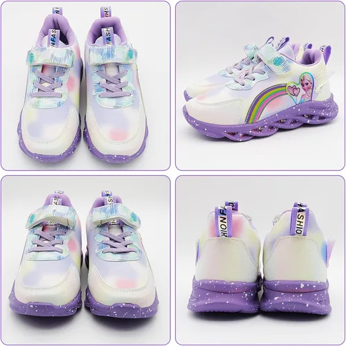 Vista 4 de YAOWUQUAN Zapatos de princesa de dibujos animados para niñas, zapatos casuales con luz LED, zapatos de princesa de nieve, zapatos de princesa