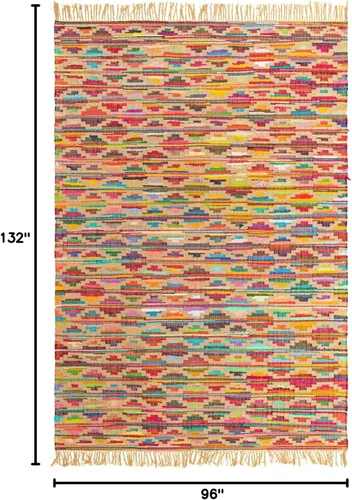 Vista 2 de Unique Loom Chindi Trellis Collection Southwestern, geométrico, moderno, colores brillantes (8 x 11 pies, rectangular, multicolor y beige)