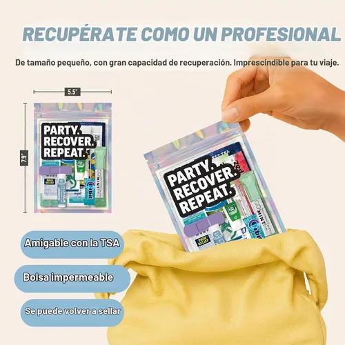 Vista 2 de Kit de Resaca Deluxe XL – 17 Bolsas Premium Prellenadas de 17 Piezas – Regalos de 21º Cumpleaños para Ella, Suministros para Despedida de Soltera