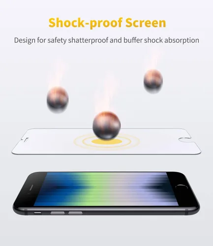 Vista 3 de UNBREAKcable Paquete de 2 protectores de pantalla para iPhone SE 2022 2020/8/7/6/6s, vidrio templado [marco de fácil instalación] [dureza 9H]