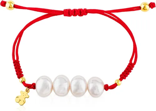 Vista 3 de Tous Jewelry "Icon Pearl Silver" pulsera de plata 925, ajustable, con cordón de nailon y 4 perlas de cultivo.