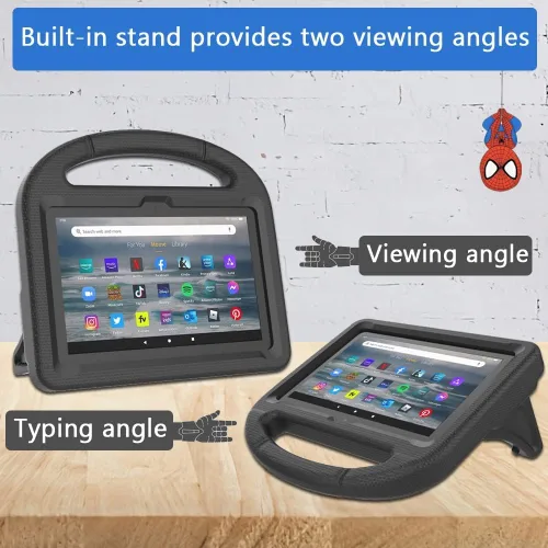 Vista 5 de Funda para tableta para nuevo 7 pulgadas 2024, cubierta ligera a prueba de golpes para niños con cubierta de soporte - negro