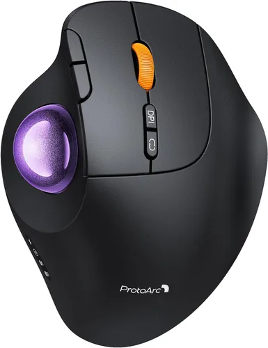 Vista 12 de ProtoArc Ratón inalámbrico Bluetooth Trackball, EM02 de dos ángulos ajustables, ergonómico recargable, conexión de 3 dispositivos, control de pulgar