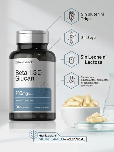 Vista 5 de Horbäach Beta Glucano 1 3D 700 mg 90 Cápsulas Beta 1,3, 1,6 D Glucano