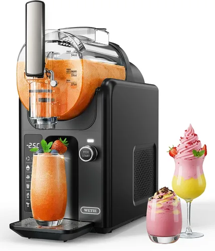 Vista 2 de WETIE Exprimidor de pantalla táctil y máquina de helado de granizado y suave 2 en 1