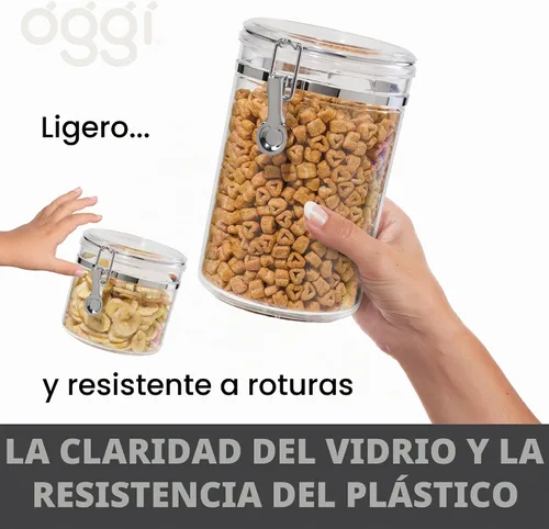 Vista 4 de Oggi contenedor acrílico hermético con abrazadera, Transparente