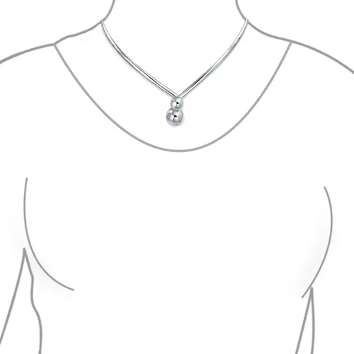 Vista 2 de Gargantilla geométrica en forma de V con bolas entrelazadas, collar de declaración para mujer, plata esterlina 925