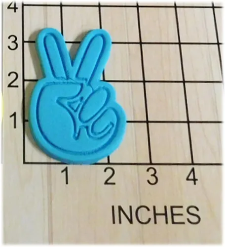 Vista 2 de Peace Hand Sign Fondant Cookie Cutter and Stamp #1018