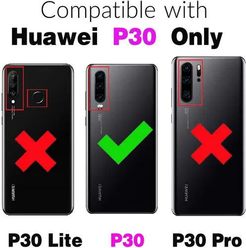 Vista 2 de Asuwish Funda de teléfono para Huawei P30 con protector de pantalla de vidrio templado y soporte delgado, soporte híbrido, resistente, película