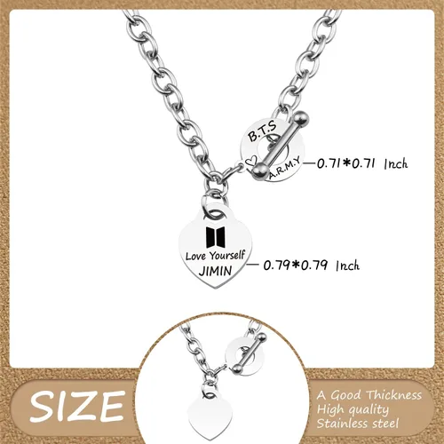 Vista 5 de ARETIS - Collar de regalo para niños Kpop Bangtan Be the Best J-HOPE JIMIN JIN JK RM SUGA V Collar Bangtan Boys Lover Jewelry Regalo para niños fans